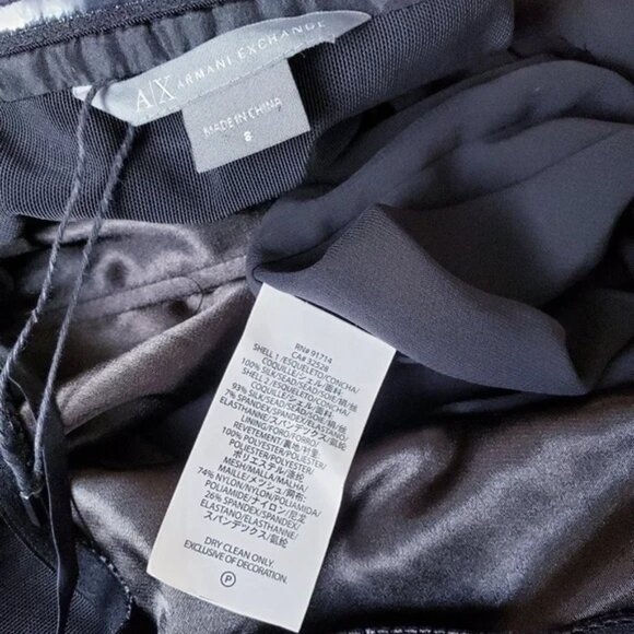 Armani Exchange Black Tiered 100% Silk Dress Sz 8 - Picture 5 of 5